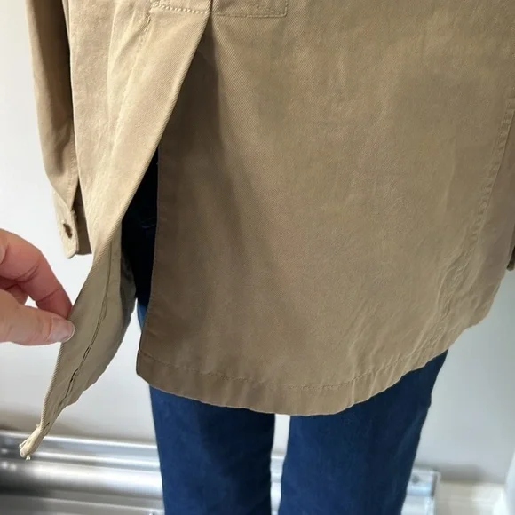 BANANA REPUBLIC Twill Utility Military Jacket Khaki Tan Womens Sz L NEW